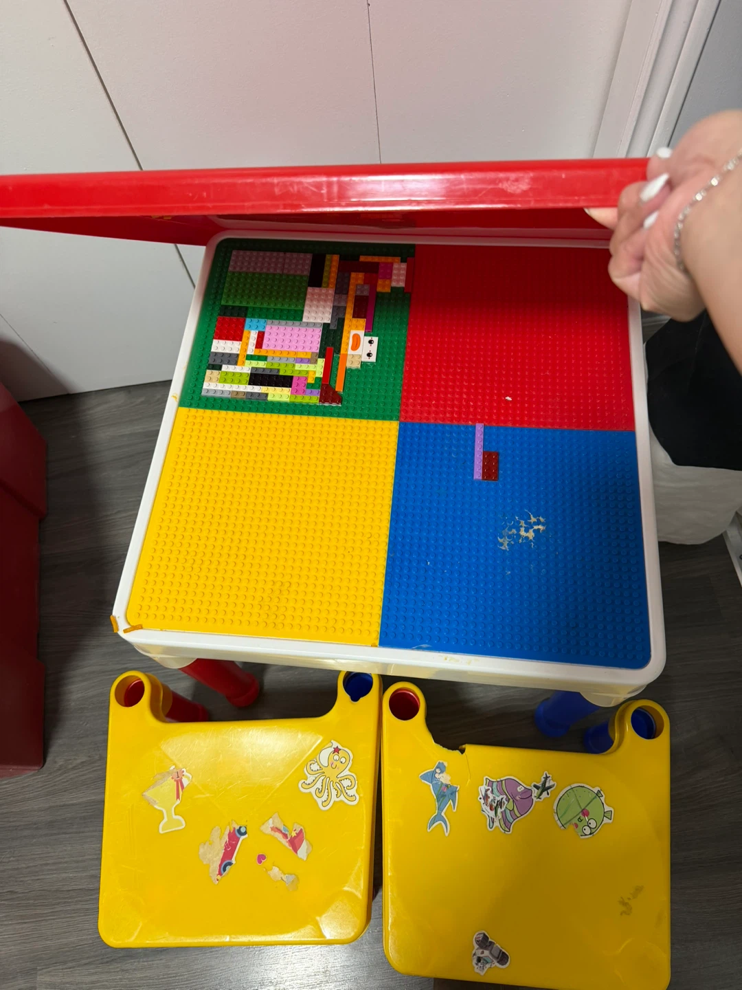 Kids 2-in-1 Building Blocks Activity Table & 2 Chairs Set
