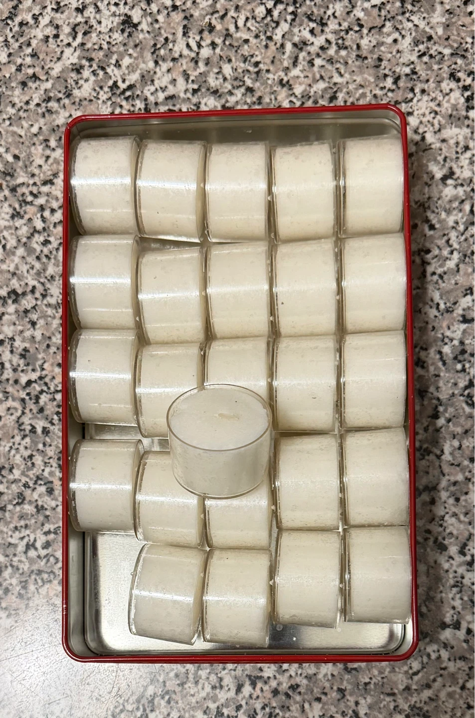 Crate & Barrel 25 White Clear-Cupped 3-Hour Tea lights (NEW)