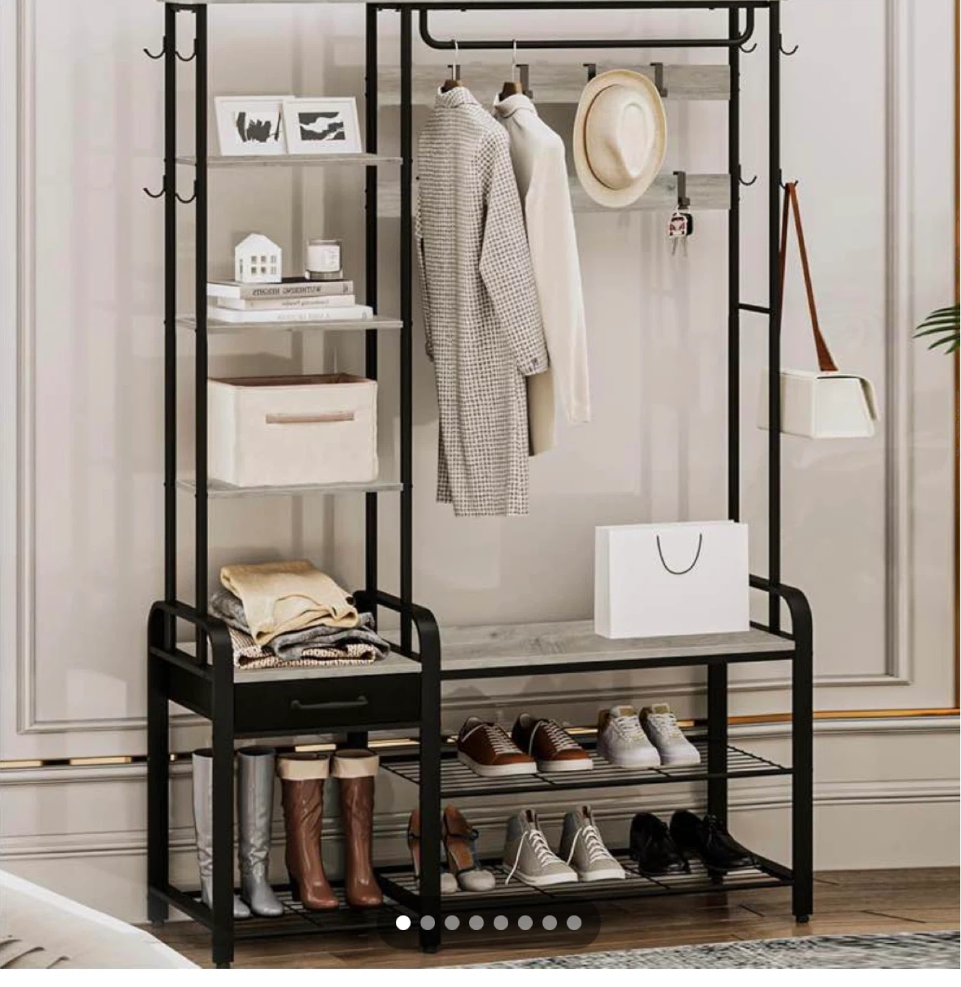 Hall Tree Coat Rack with Storage Bench and Shoe Shelves - photo 3