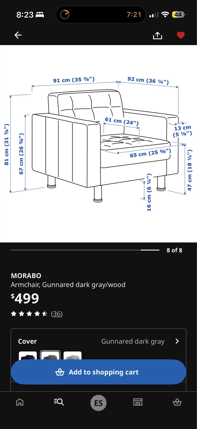 IKEA MORABO Armchair Dark Gray - photo 3
