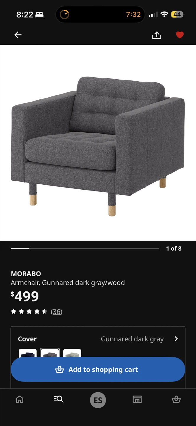 IKEA MORABO Armchair Dark Gray - photo 2