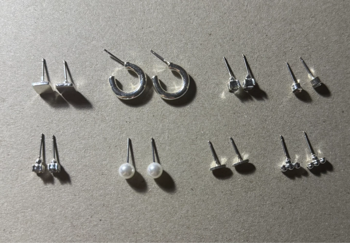 Assorted Silver Stud Earrings and Hoops Bundle