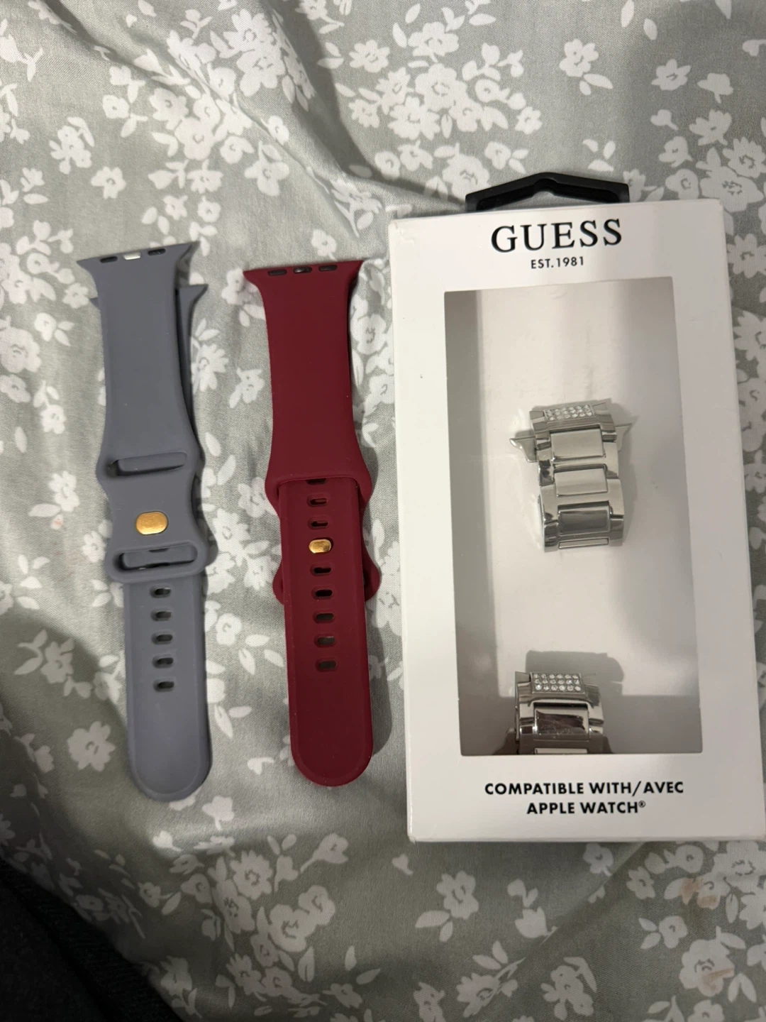 GUESS Watch Bands for Apple Watch - Silver Metal & Silicone