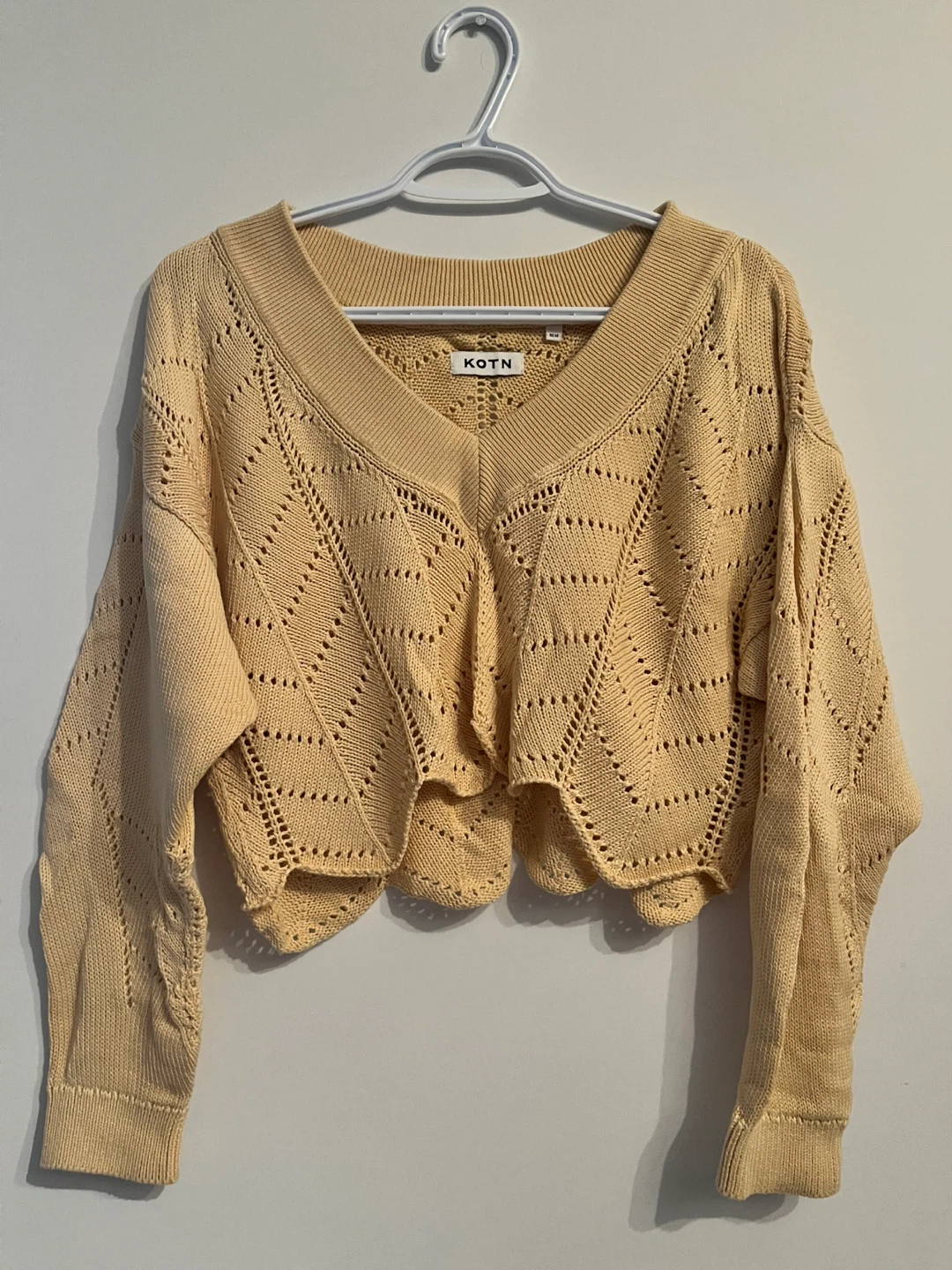 Kotn Yellow Cropped Knit Sweater