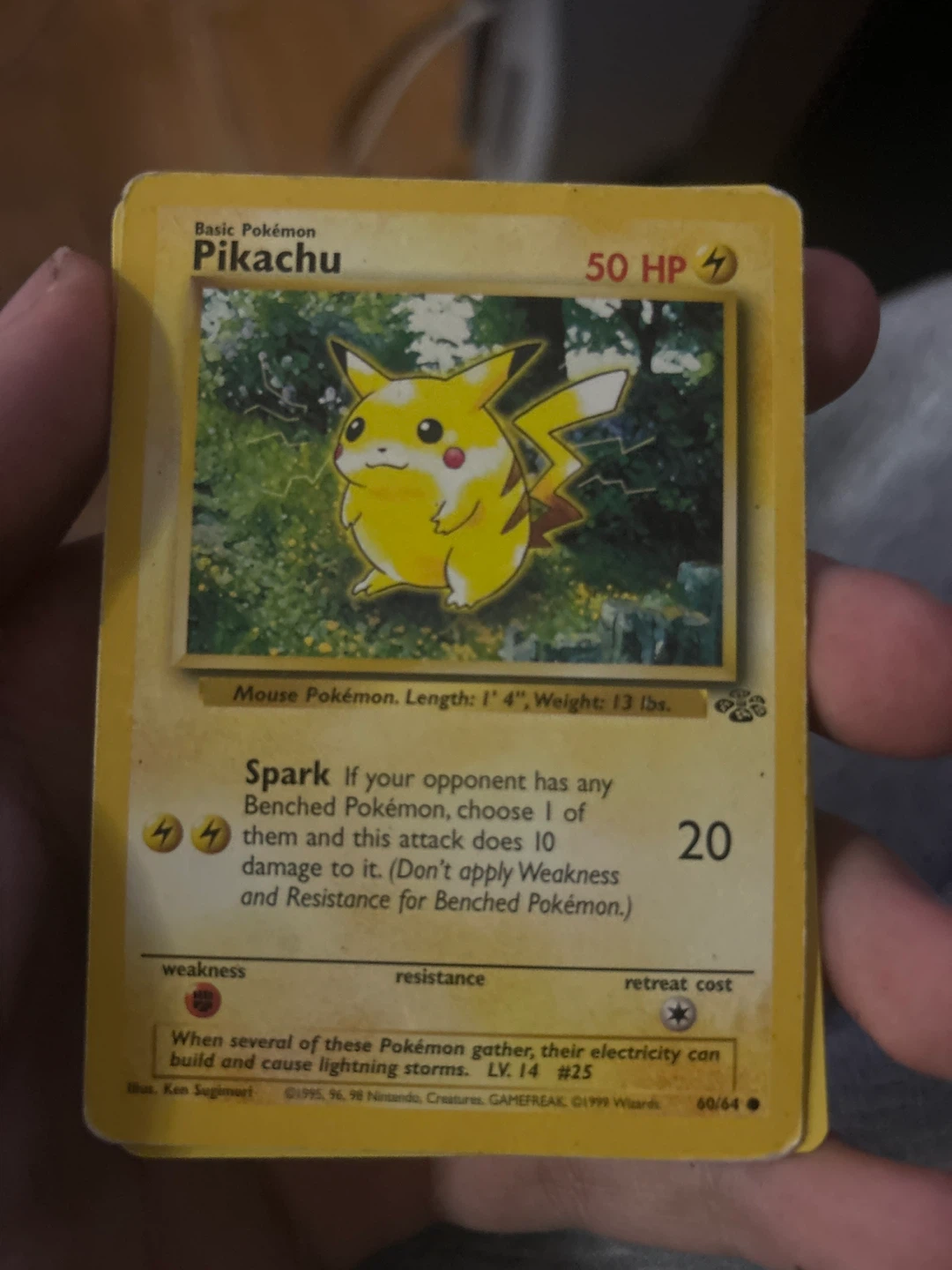 Basic Pokemon Pikachu Trading Card #25 made in 1999