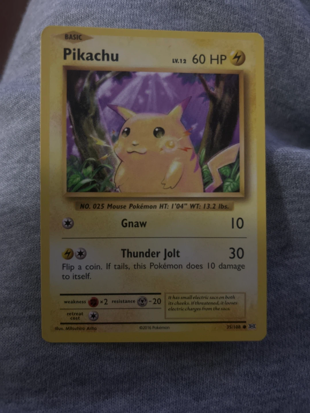 Pokemon Pikachu Trading Card made in 2016