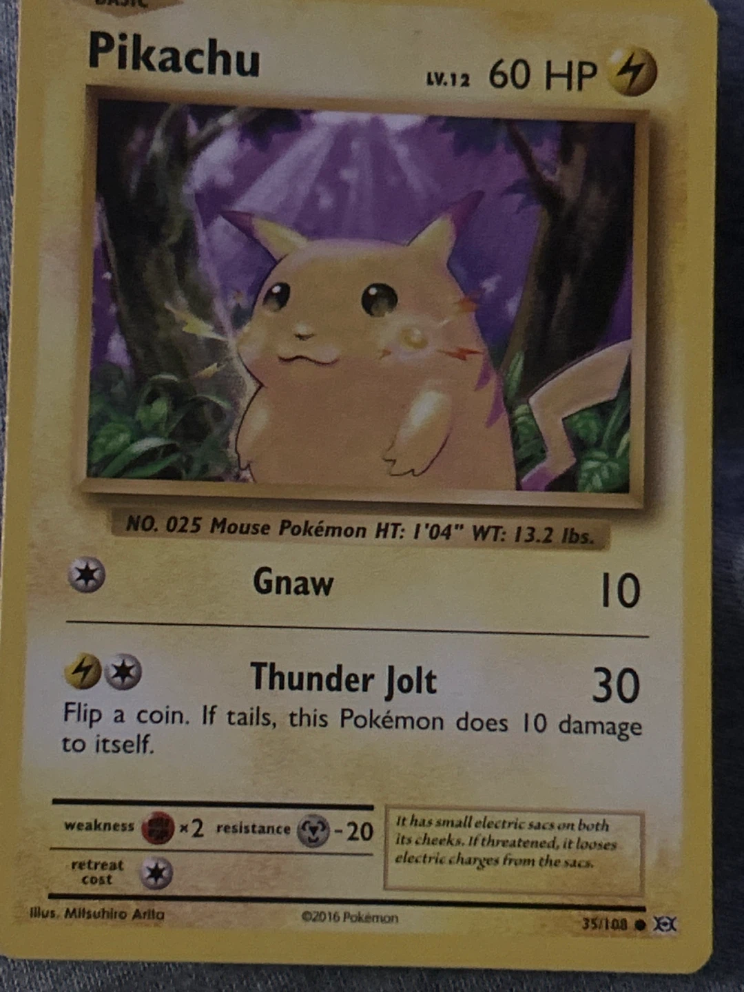 Pokemon Pikachu Trading Card made in 2016 - photo 2