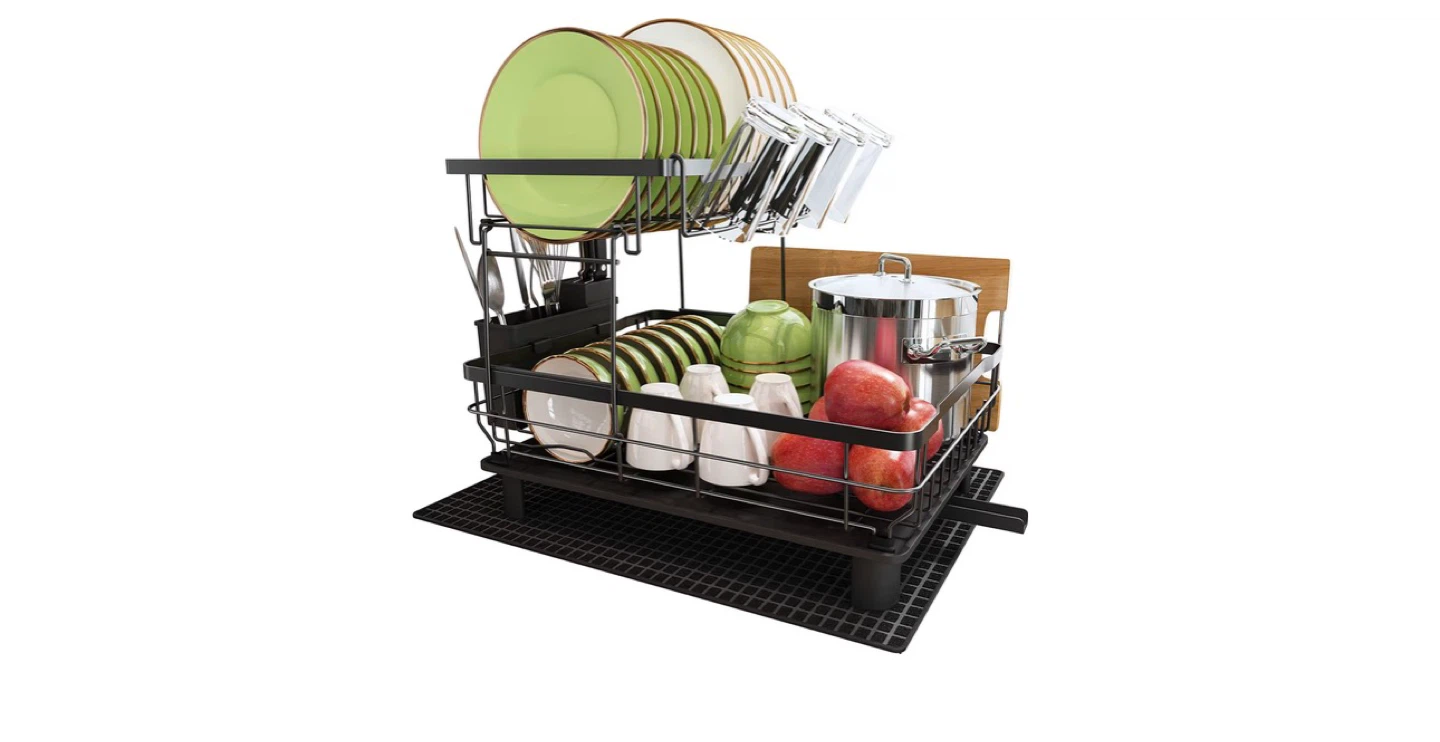 2-Tier Dish Drying Rack with Utensil Holder - photo 2