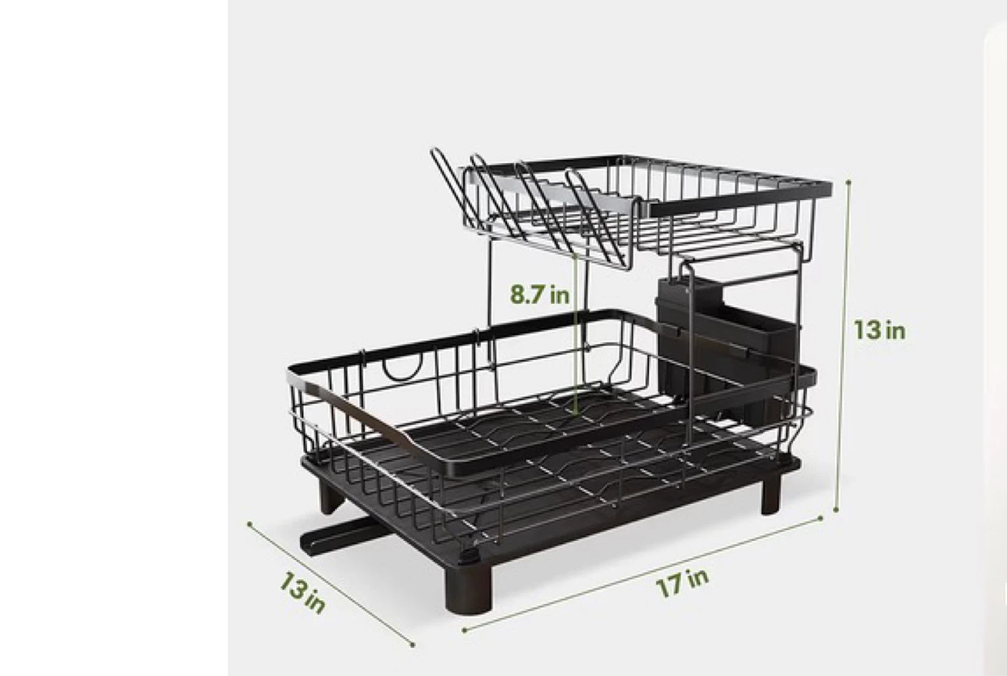 2-Tier Dish Drying Rack with Utensil Holder