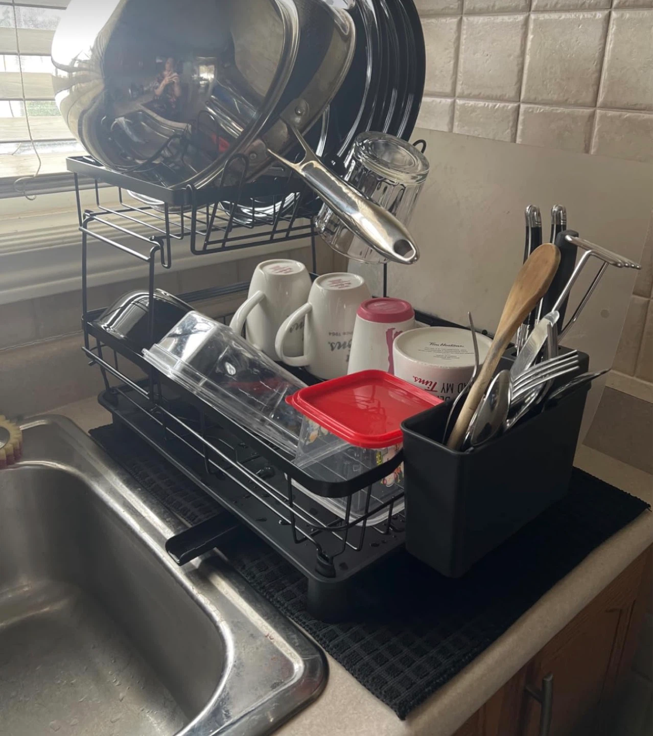 2-Tier Dish Drying Rack with Utensil Holder - photo 5