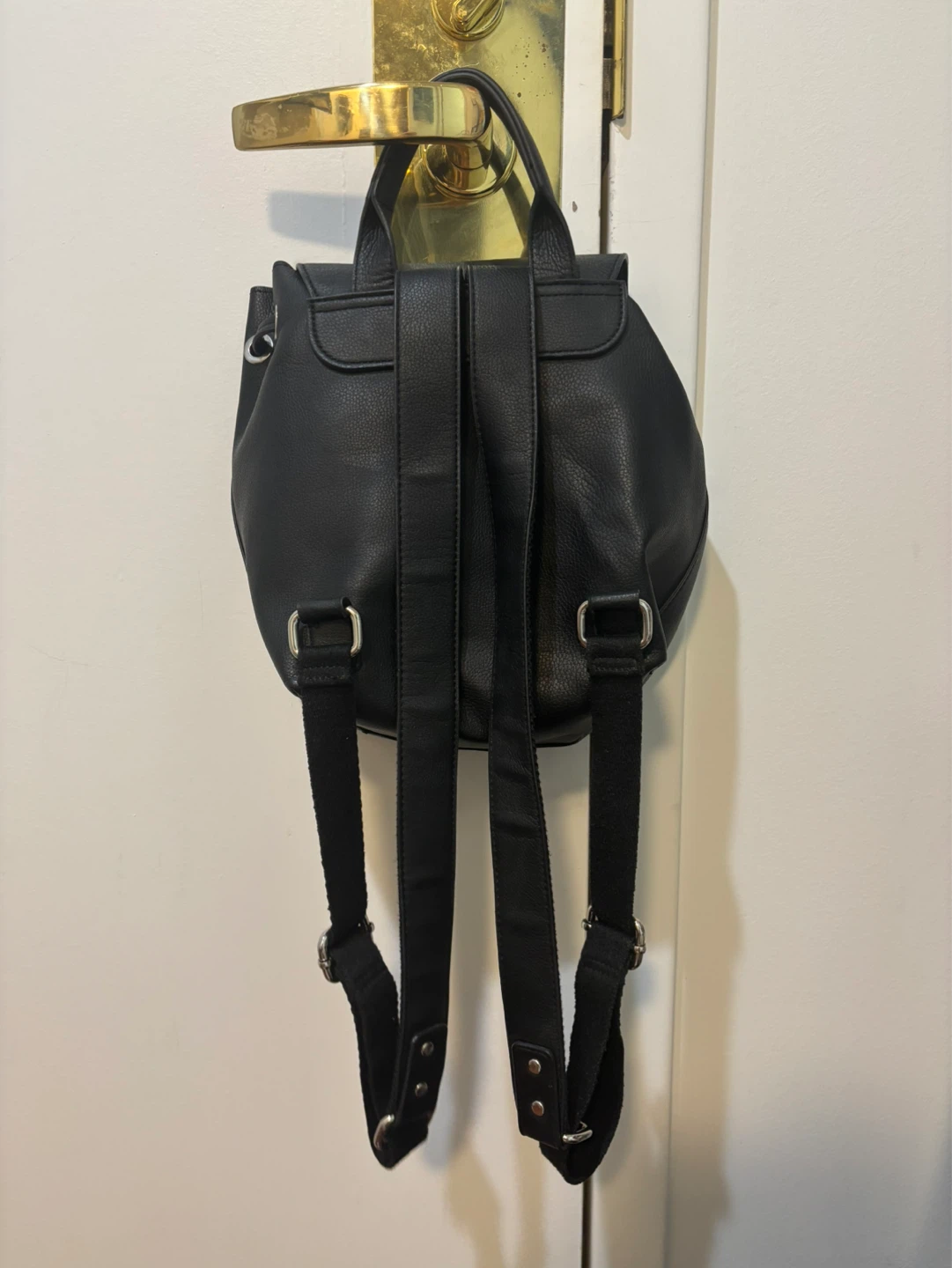 Black Faux Leather Mini Backpack - photo 3