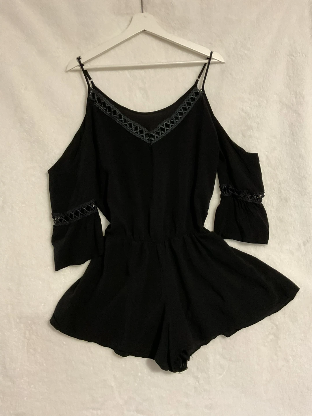 Black Cold Shoulder Romper