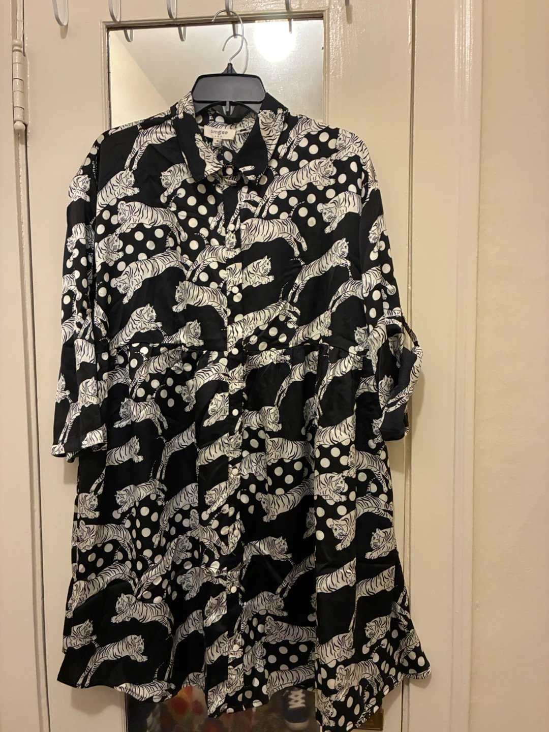 Black and White Tiger and Polka Dot Dress