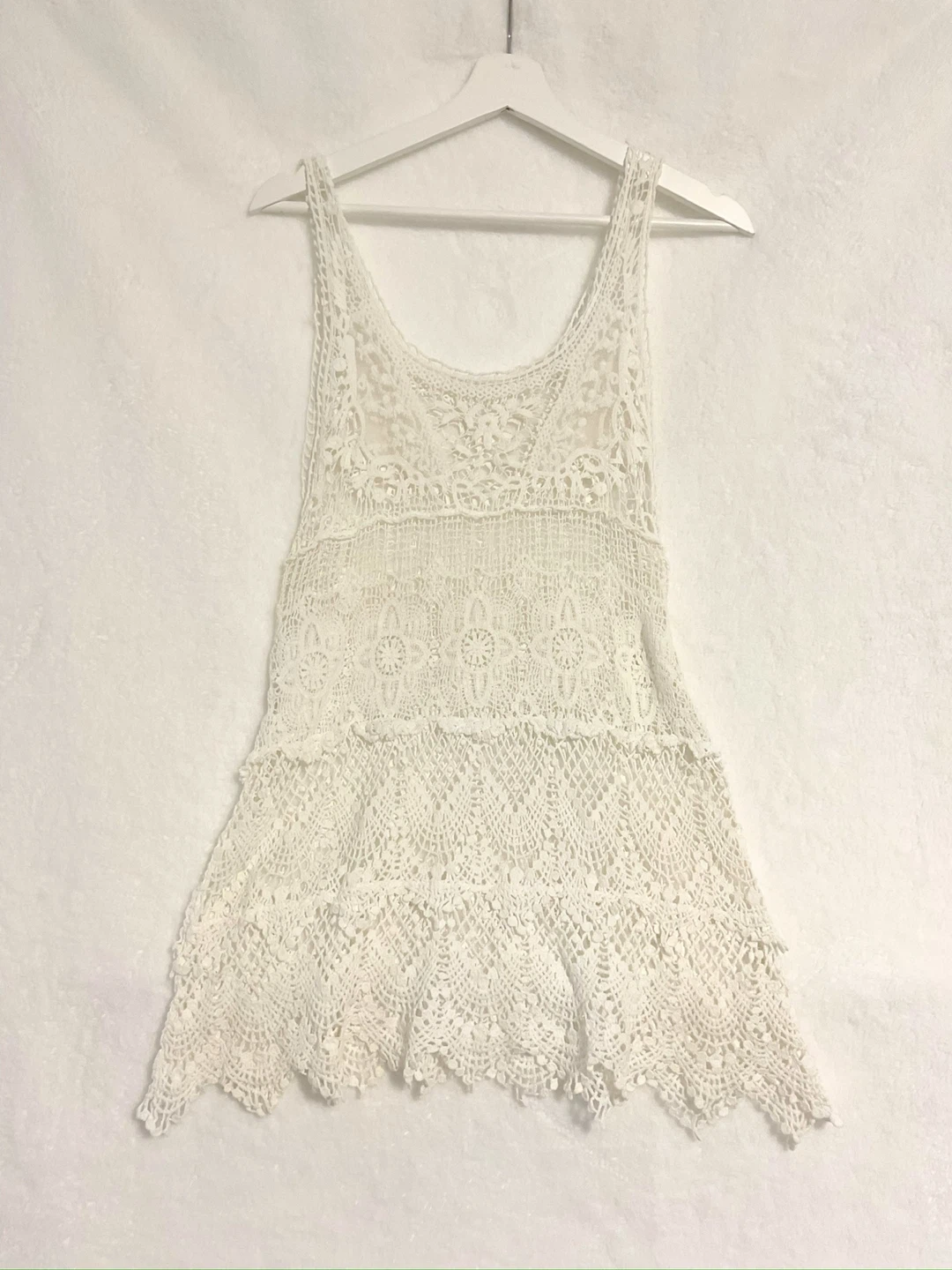 White Crochet Tank Top Cover-Up