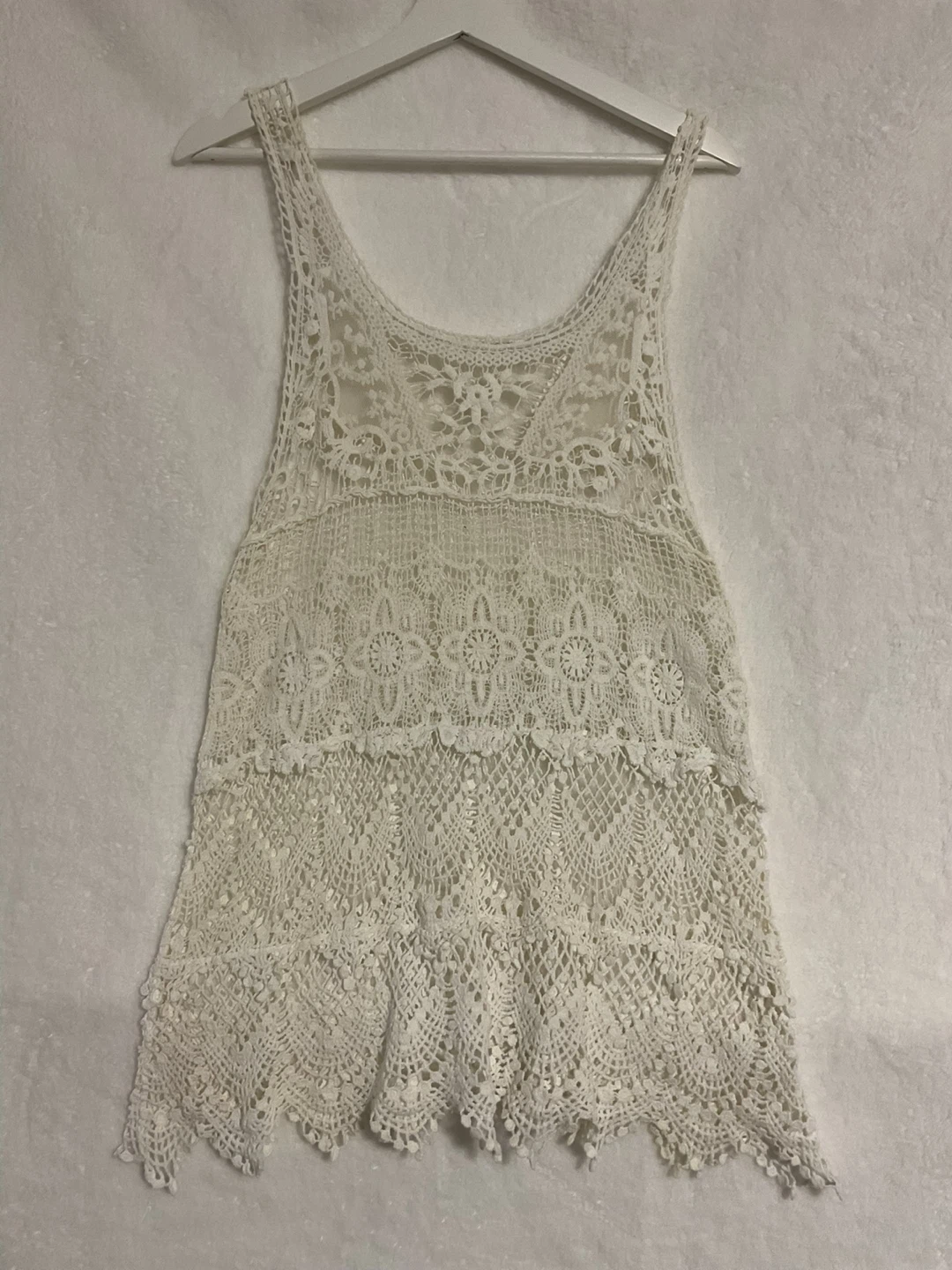 White Crochet Tank Top Cover-Up - photo 2