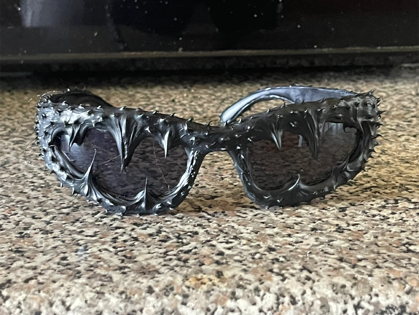 Black Spiked Sunglasses with Skull Detail