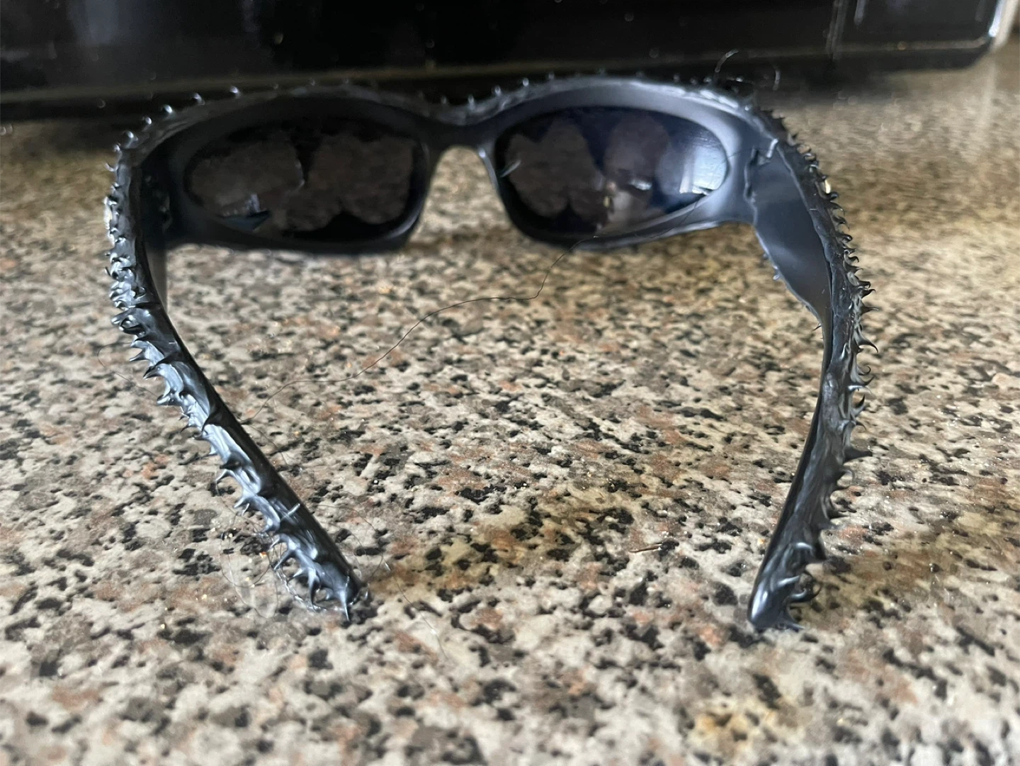 Black Spiked Sunglasses with Skull Detail - photo 3