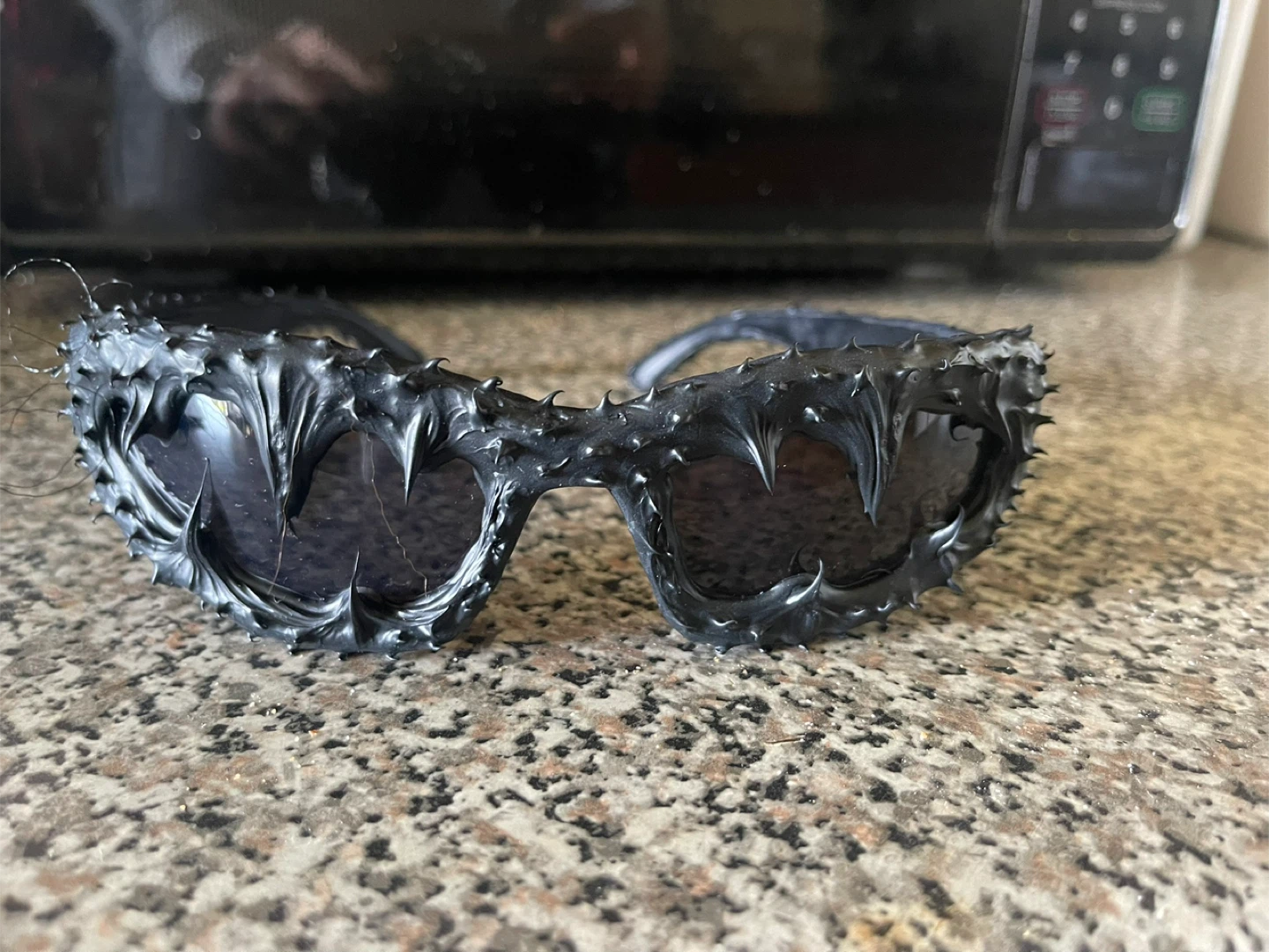 Black Spiked Sunglasses with Skull Detail - photo 5