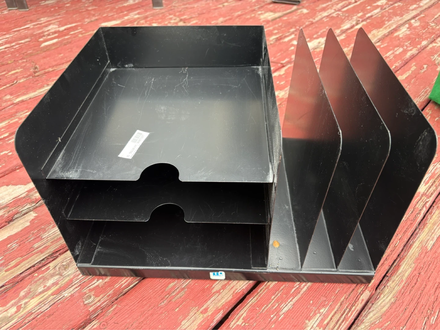 Black Metal Desk Organizer with Trays