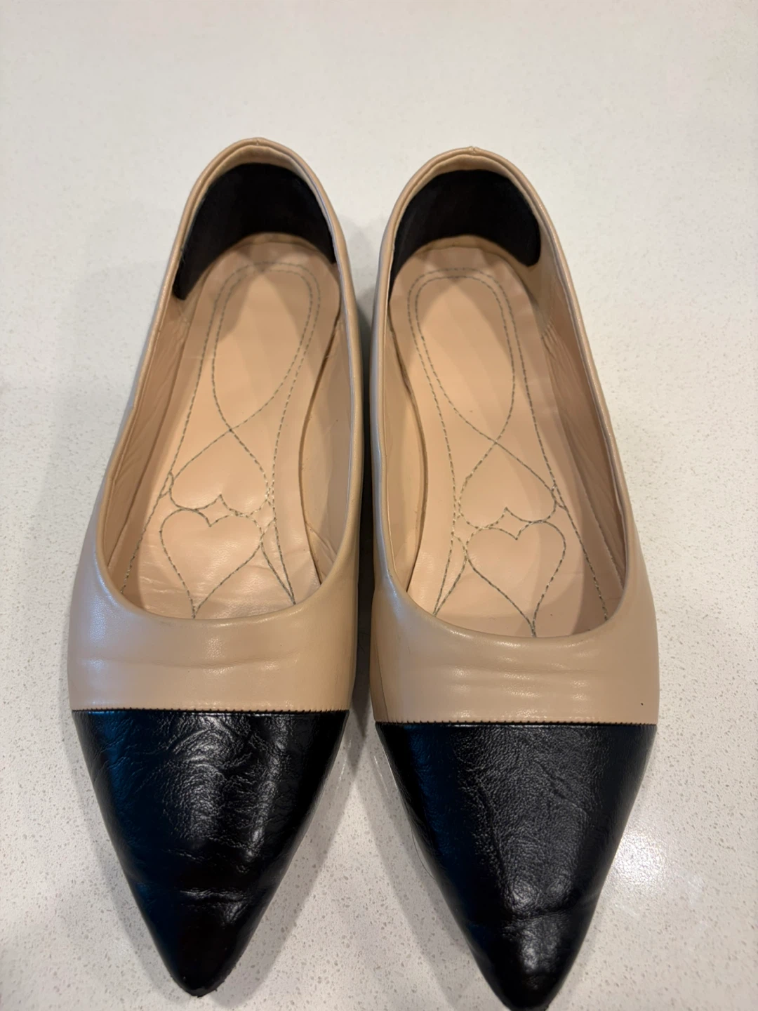 Women's Two-Tone Pointed Toe Flats