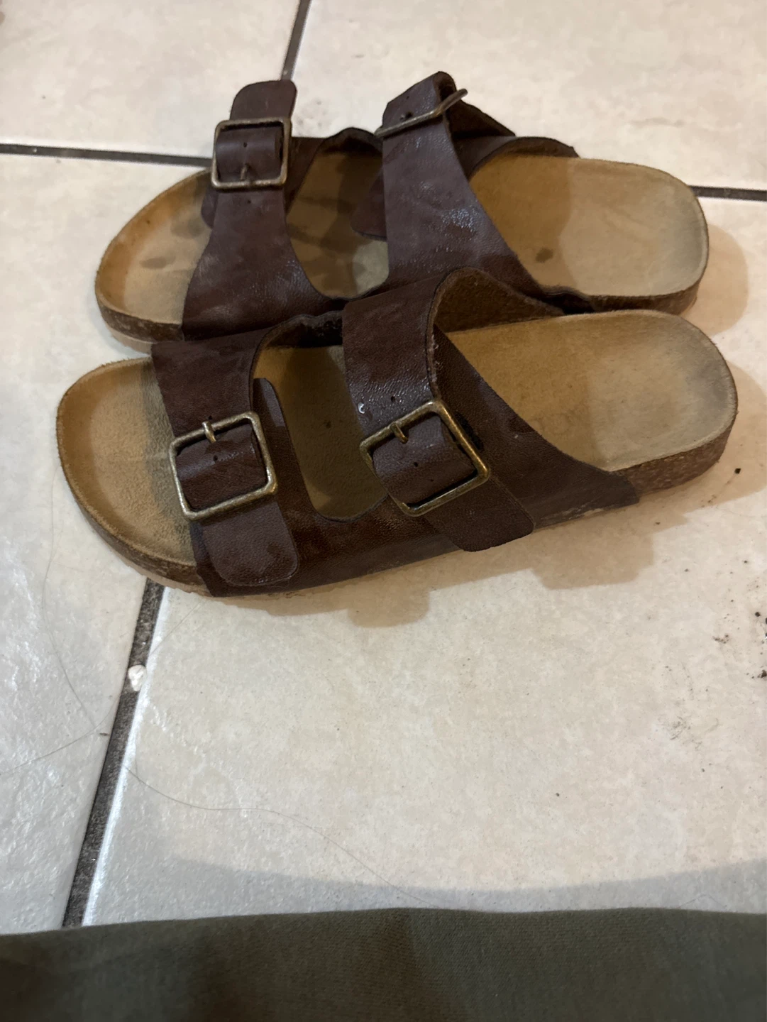 Brown Double Strap Birkenstock Style Sandals