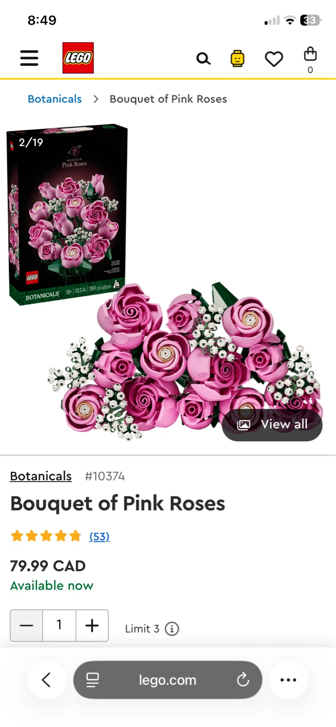 LEGO Botanicals Bouquet of Pink Roses