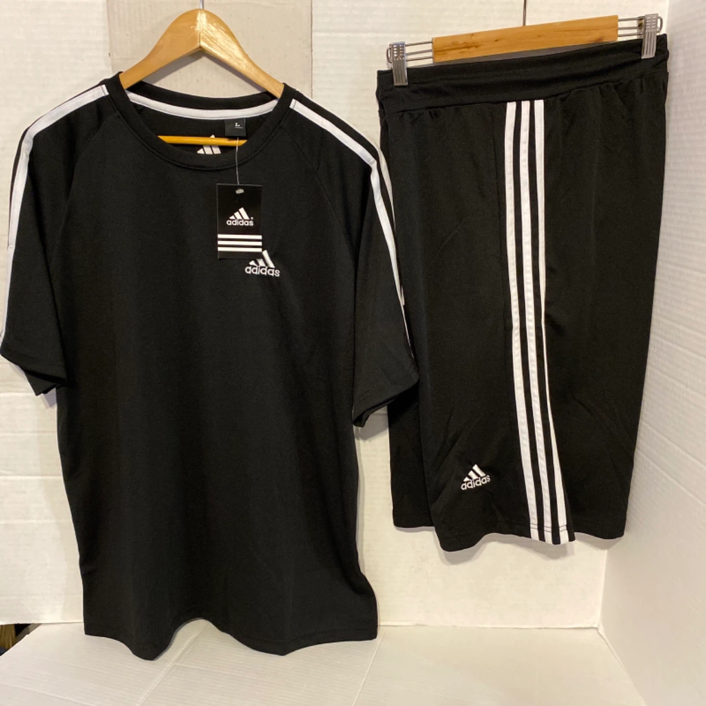 Adidas Black Athletic T-Shirt and Shorts Set - photo 2