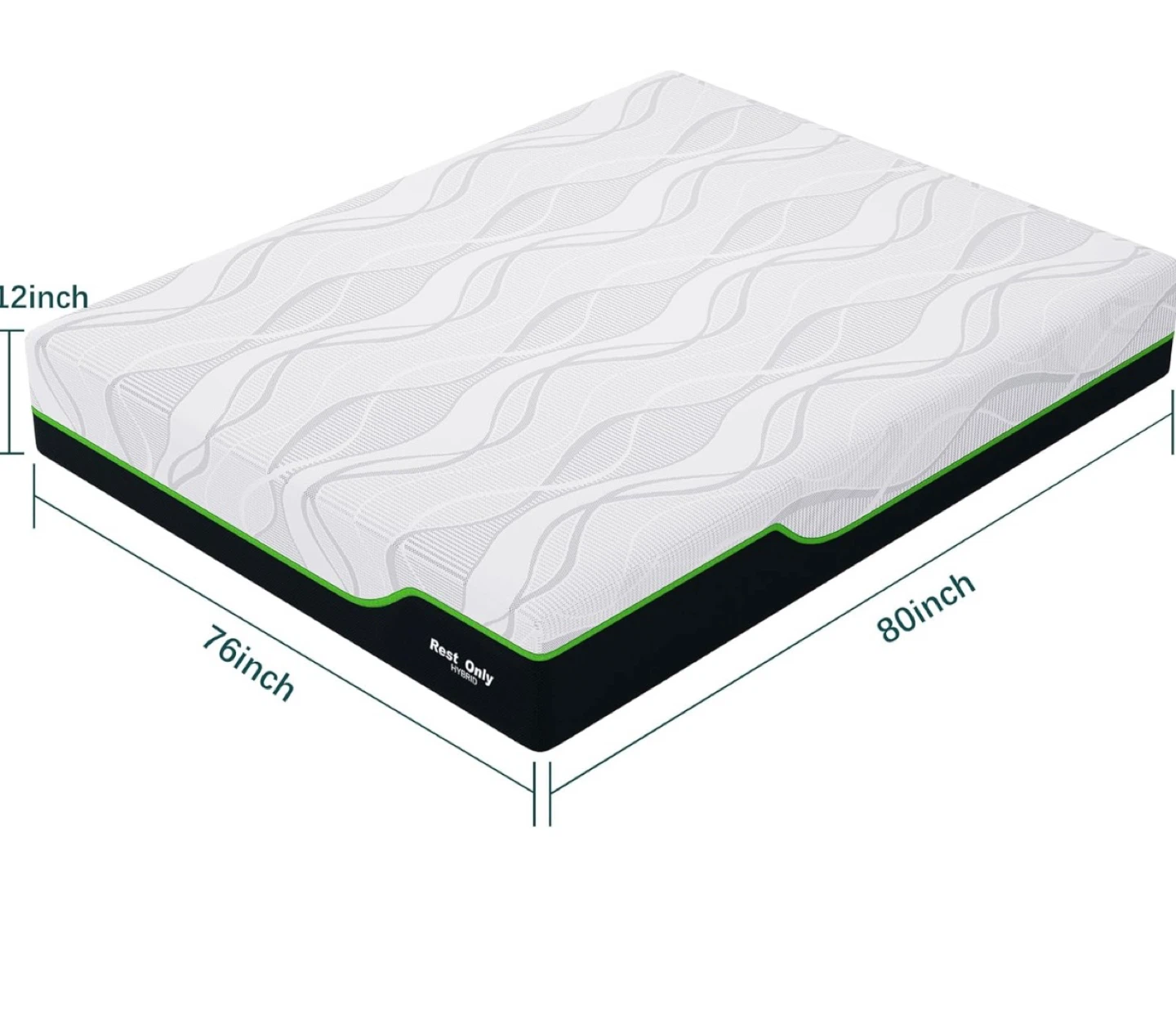 Rest Only Mattress King Size 80" x 76" x 12"