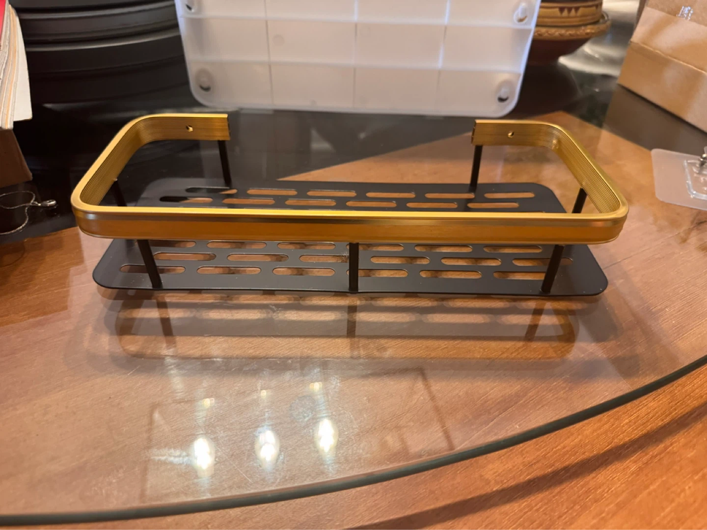 Brand New Black and Gold Shower Caddy Shelf