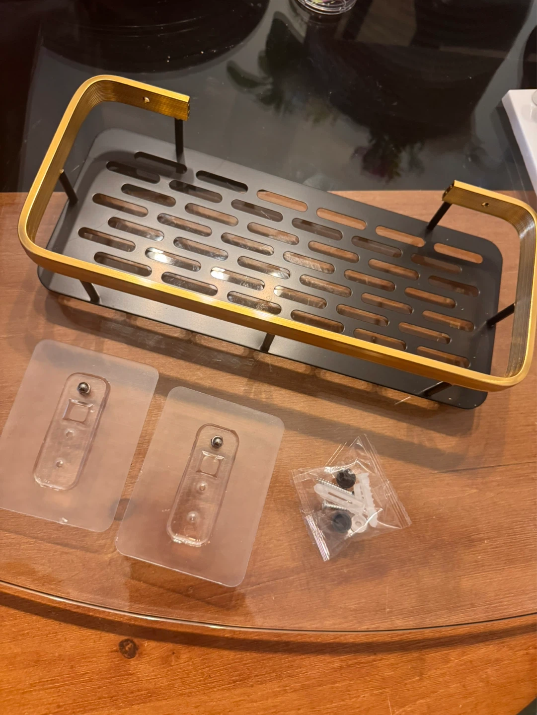 Brand New Black and Gold Shower Caddy Shelf - photo 2
