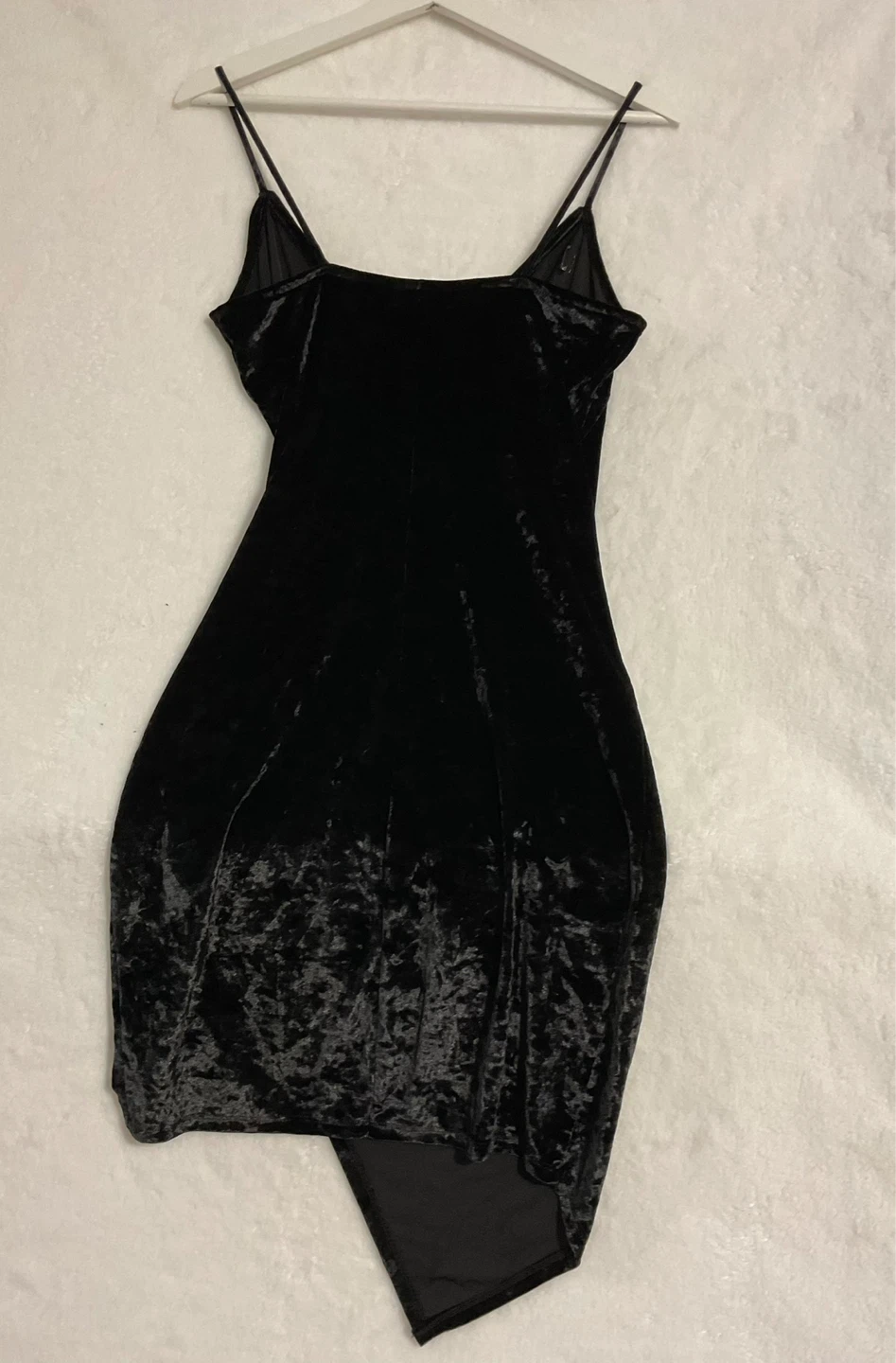 Black Velvet Ruched Dress