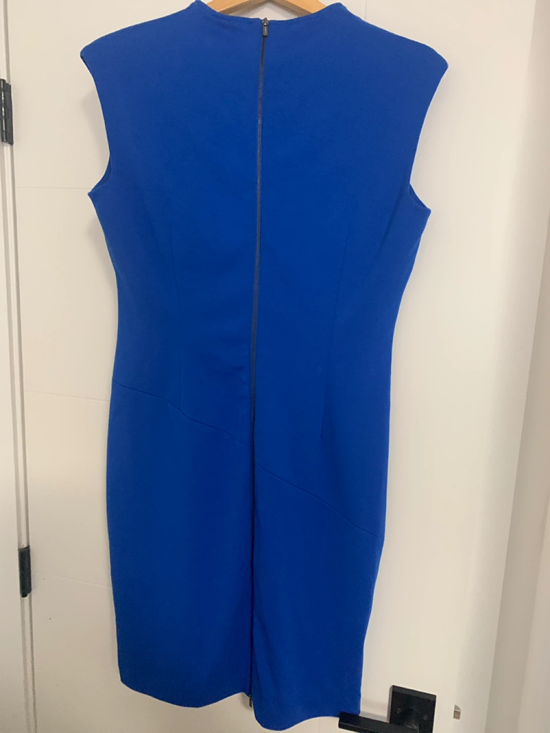 Calvin Klein Blue Cap Sleeve V-Neck Sheath Dress Size 10 - photo 3