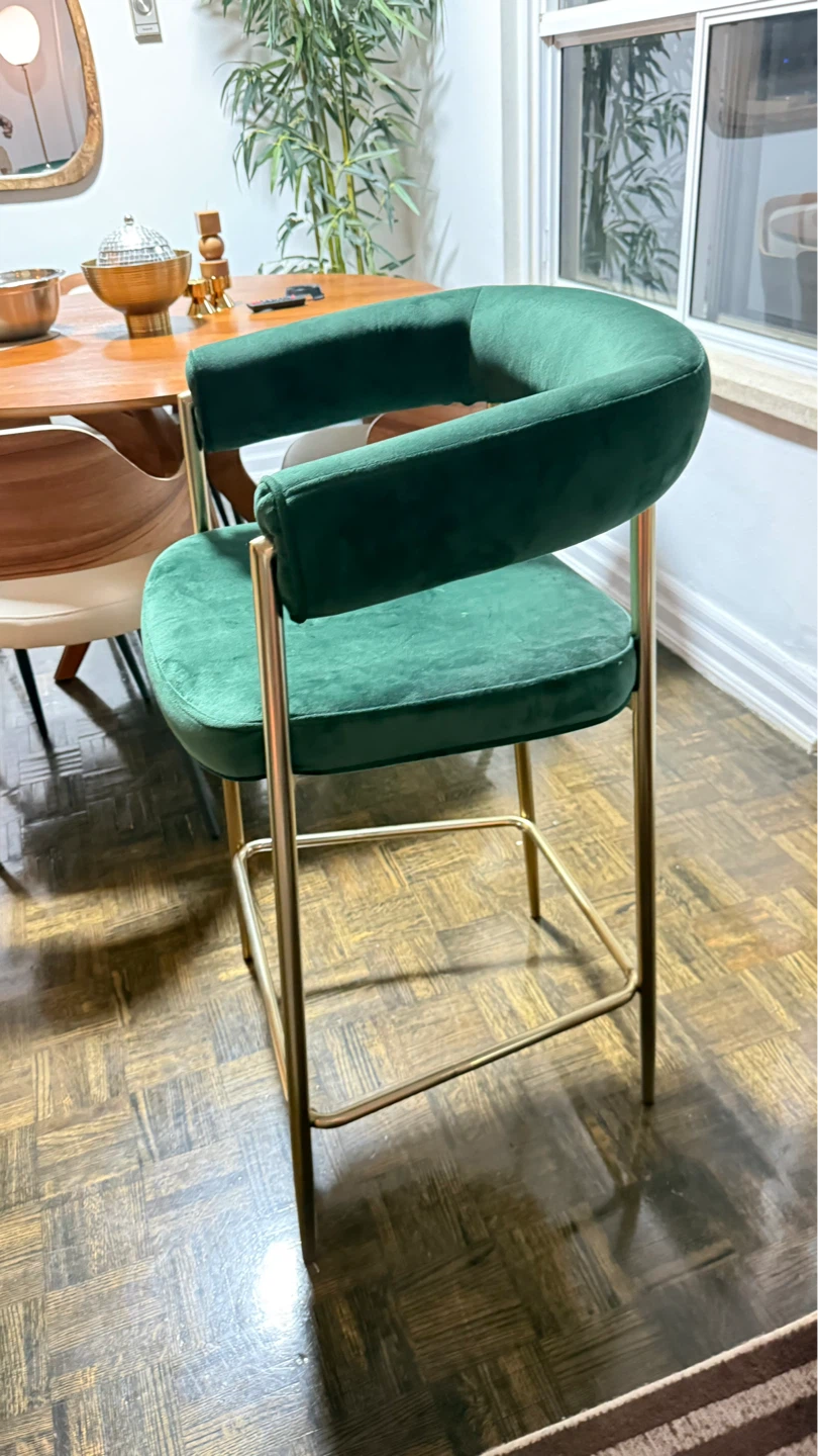 Green Velvet Bar Stool - photo 2