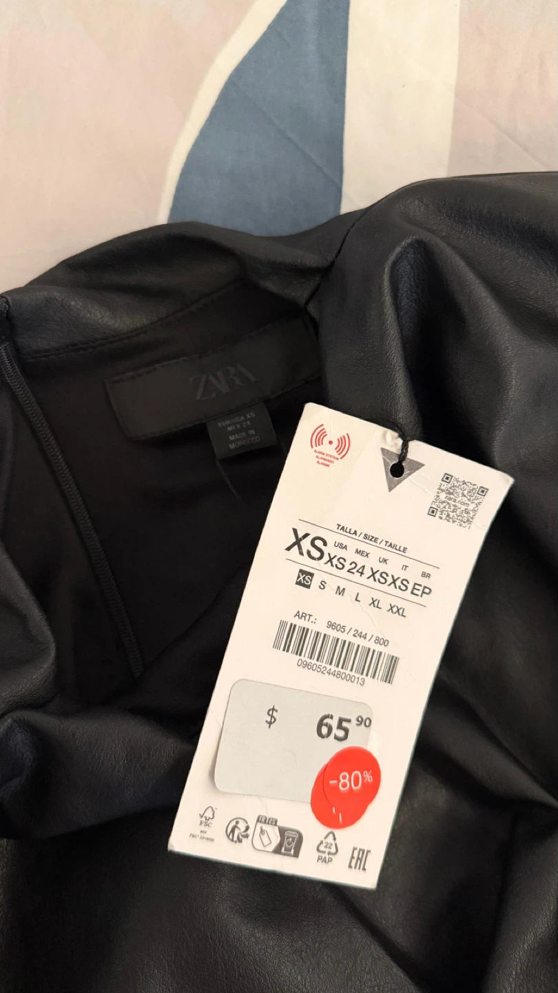Zara Black Faux Leather Dress - XS - photo 3