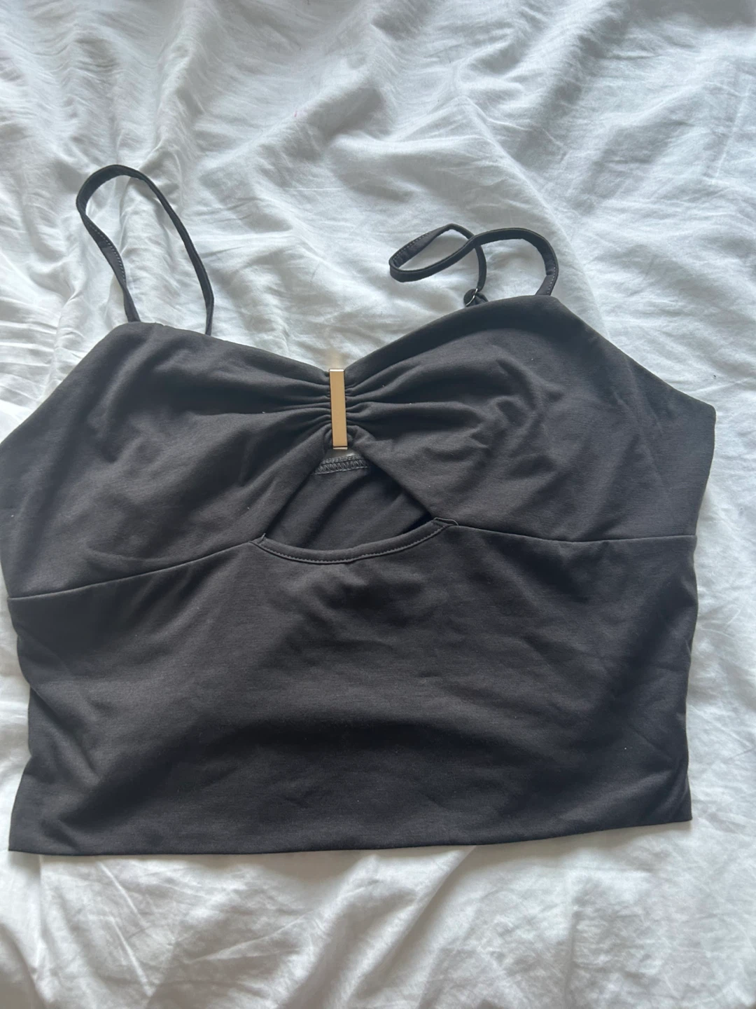 Grey  Cut-Out Crop Top