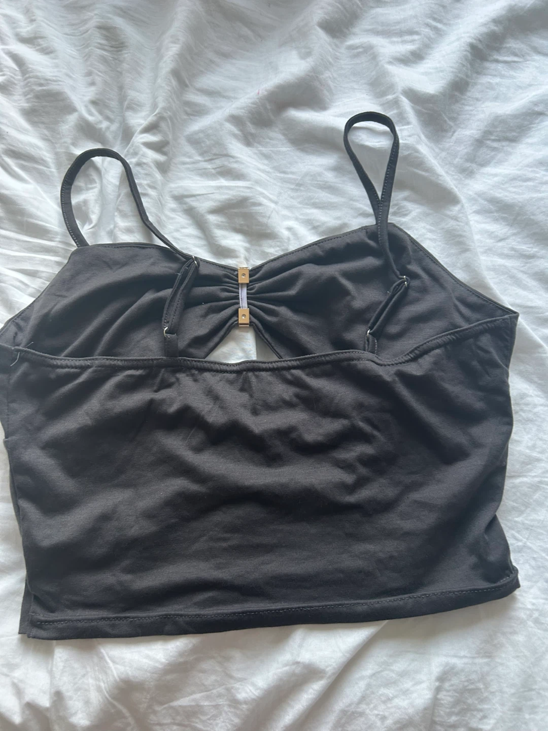Grey  Cut-Out Crop Top - photo 2