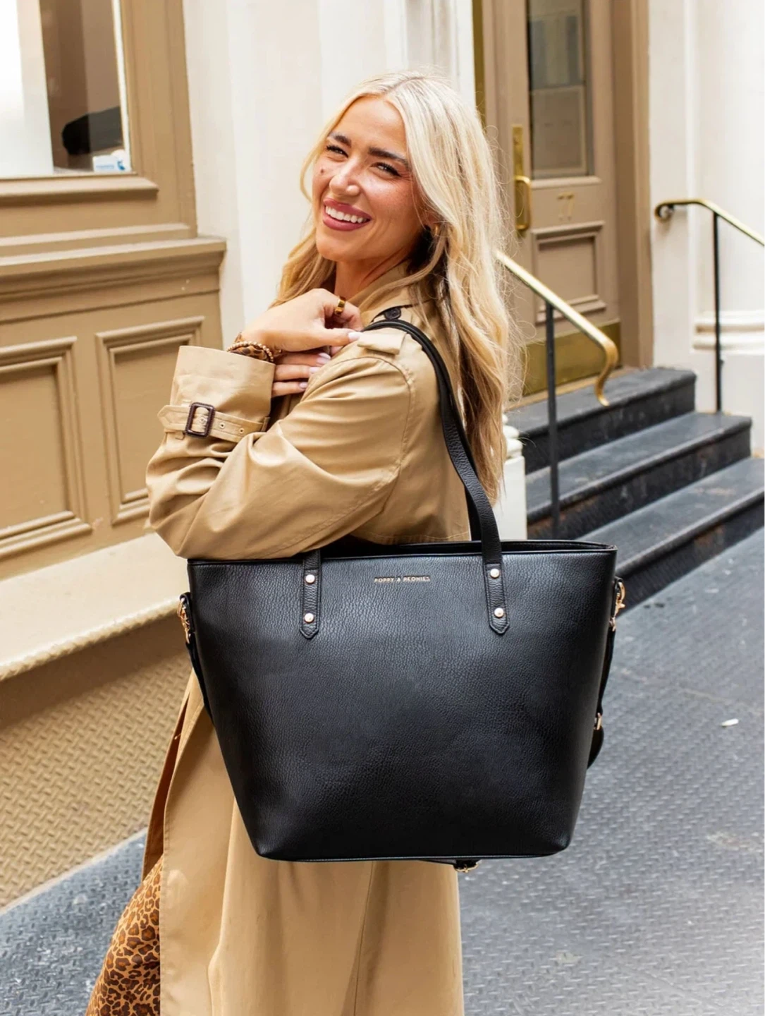 Poppy & Peonies Go Getter Tote - Black