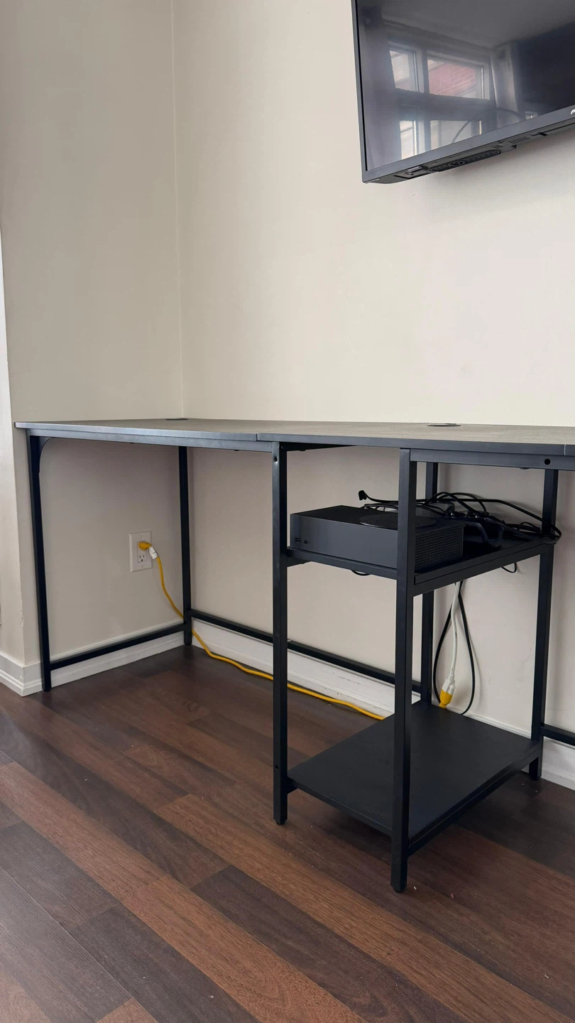 Two-Way Convertible Desk with Lower Storage Shelf