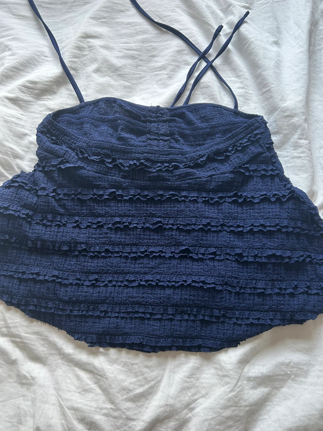 Navy Blue Textured Halter Top - photo 2