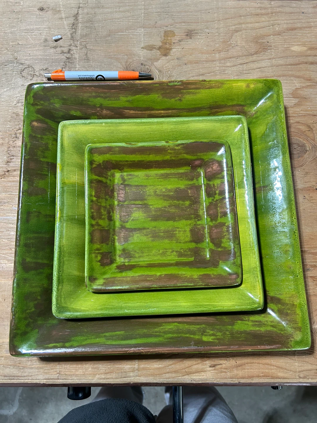 Set of 3 Square Ceramic Plates