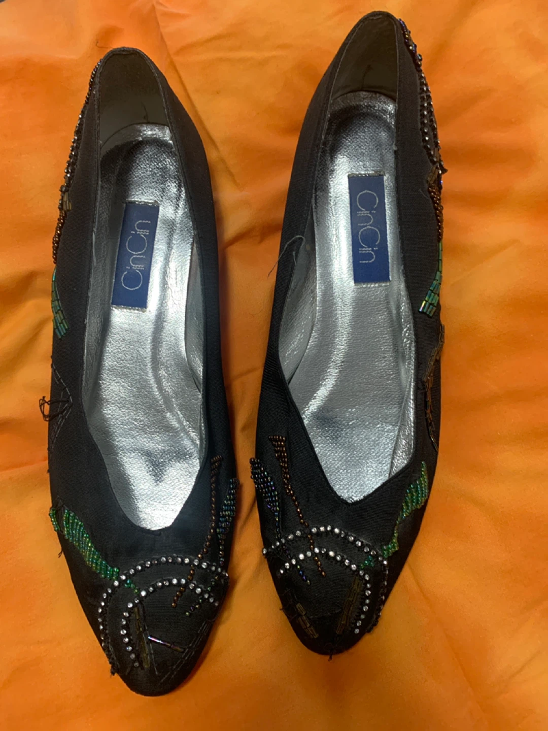 Cincin Black Beaded Ballet Flats