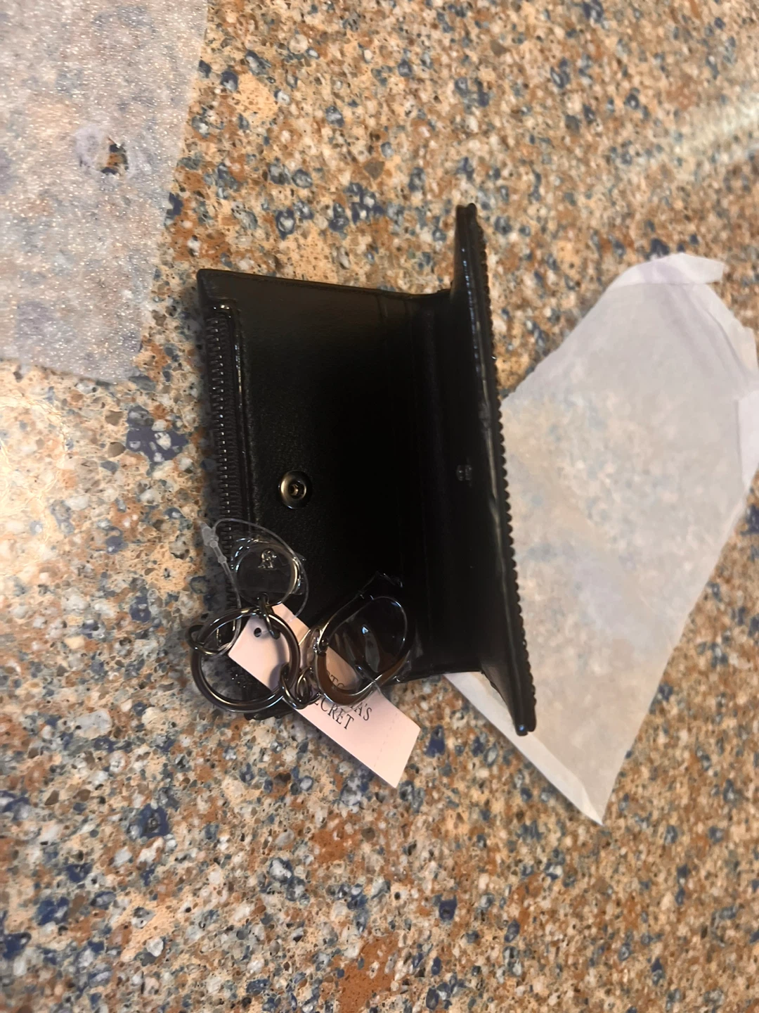 Victoria's Secret Black Rhinestone Card Holder Wallet keychain - photo 3