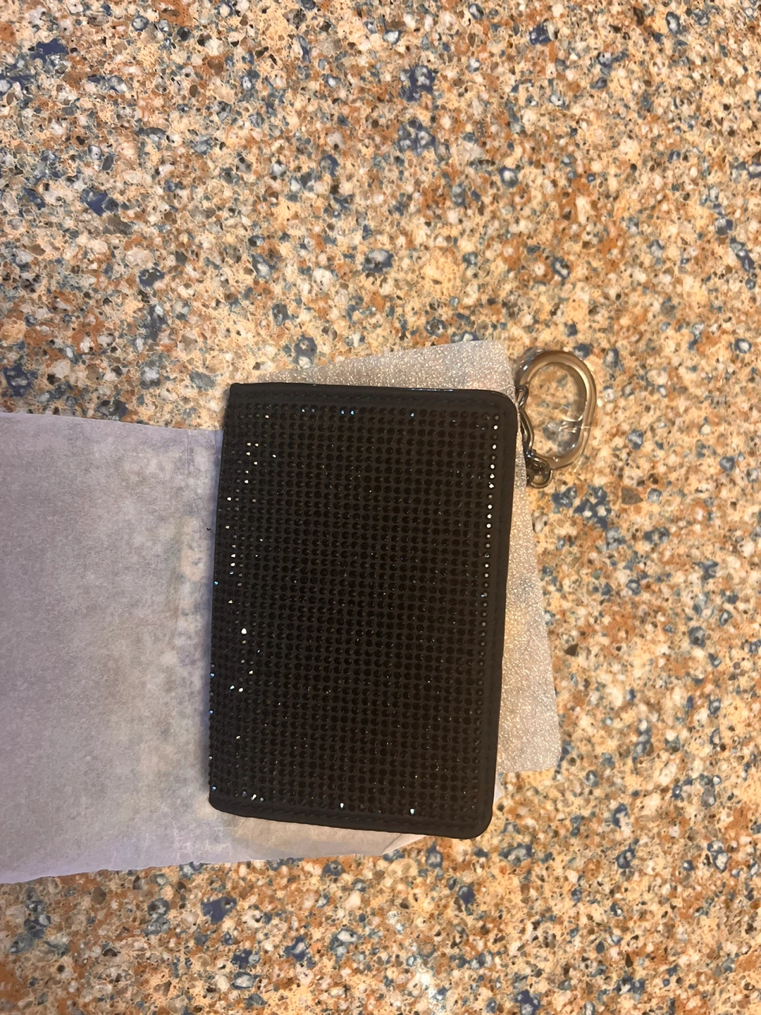 Victoria's Secret Black Rhinestone Card Holder Wallet keychain