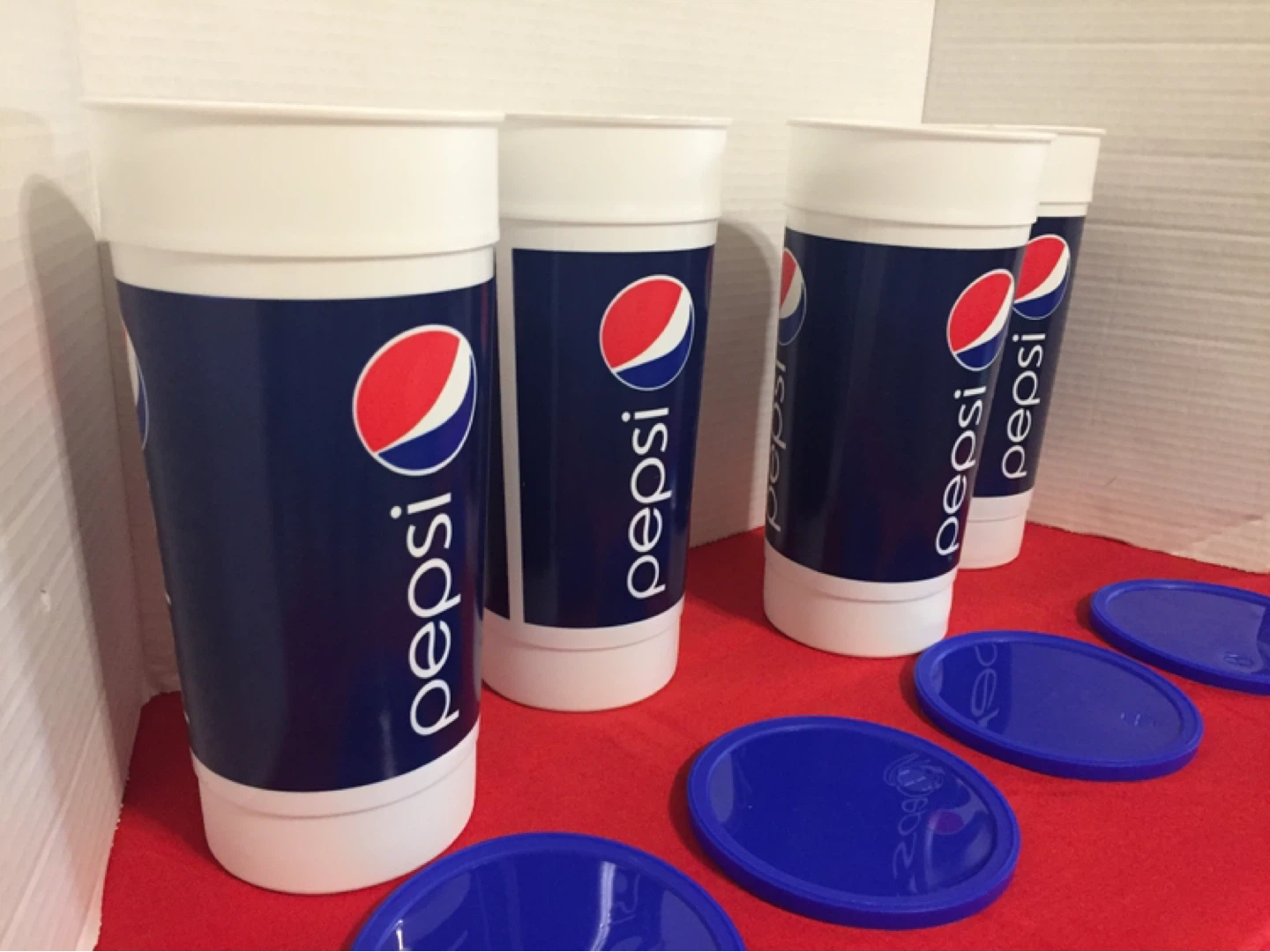 Pepsi Large Tumbler Cups with Lids - Set of 4