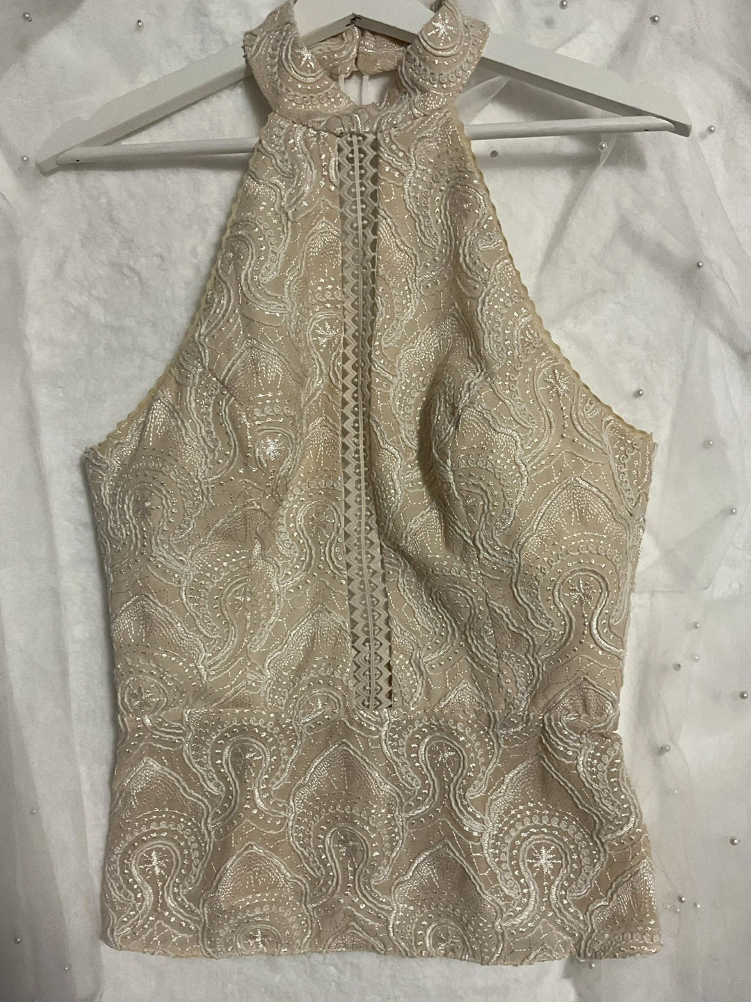 Beige Lace Halter Neck Top - photo 2