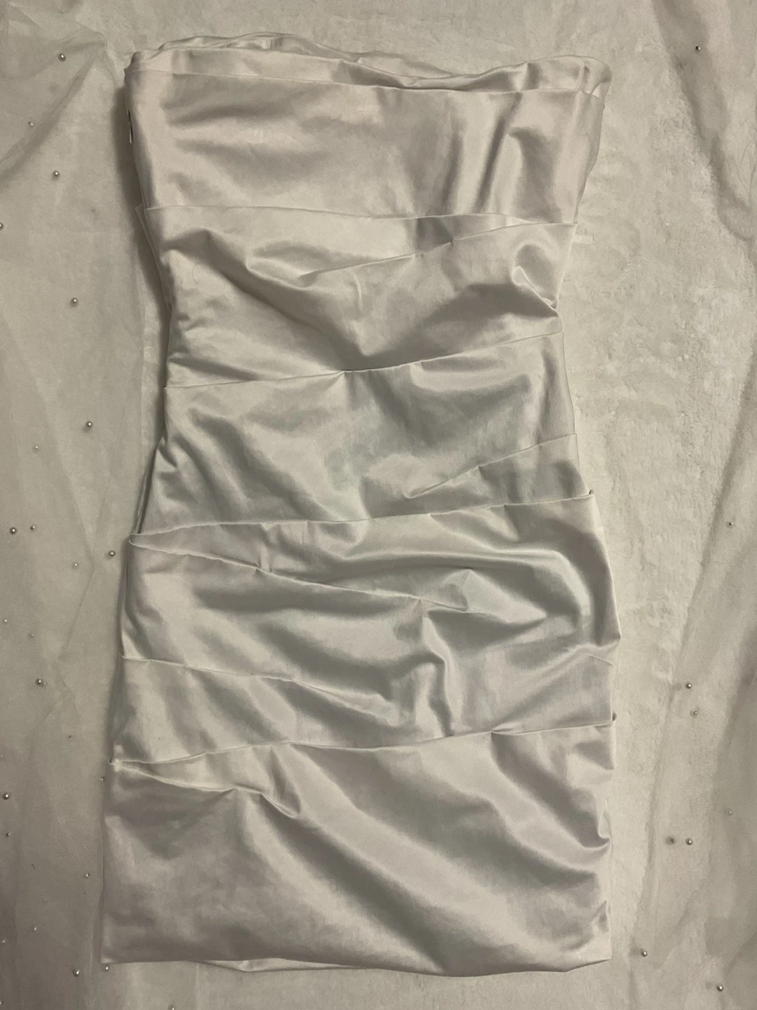 White Strapless Ruched Bodycon Dress - photo 2