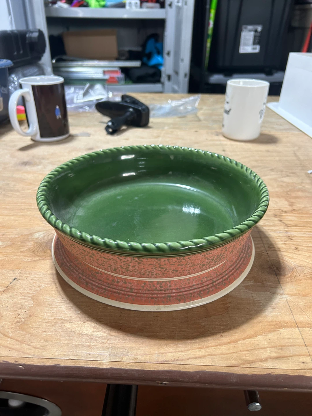 Green Ceramic Pie Plate with Decorative Rim - photo 2