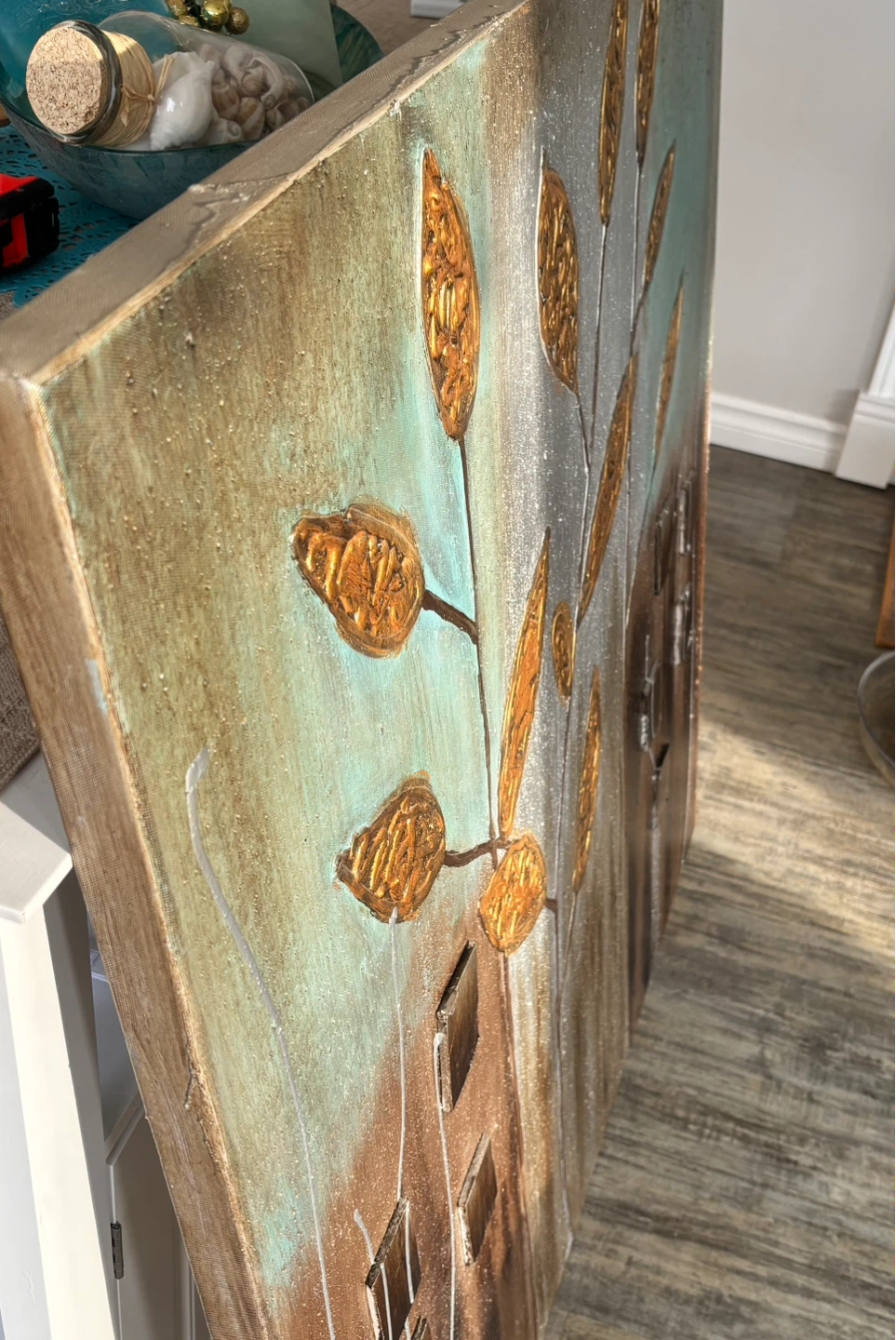 Textured Wall Art Painting - Abstract Floral Design - photo 3