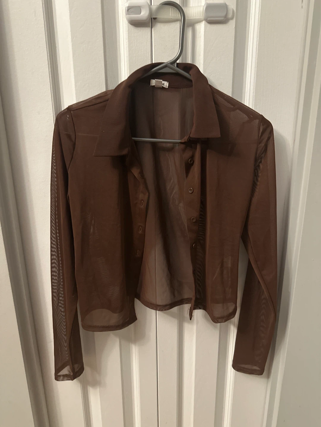 Chemise transparente à manches longues marron