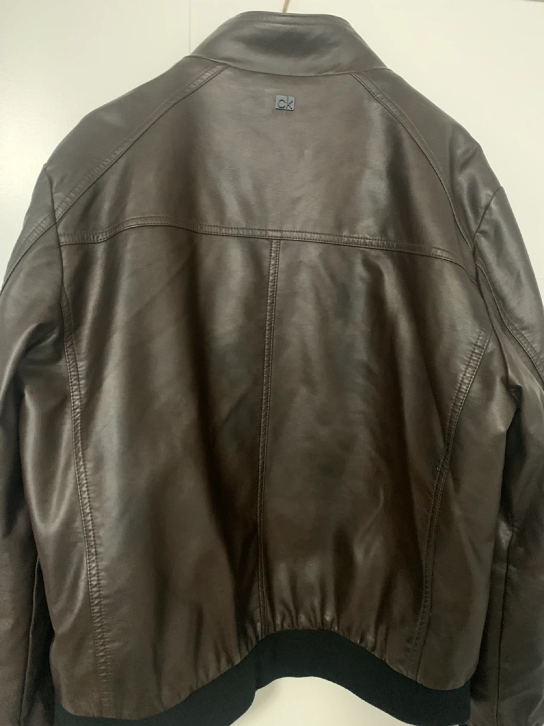 Calvin Klein Brown Faux Leather Bomber Jacket - photo 3